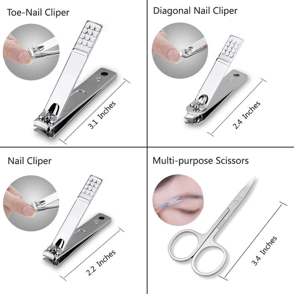 ZIZZON Professional Nail Care kit Manicure Grooming Set with Travel Case(Rose Gold)