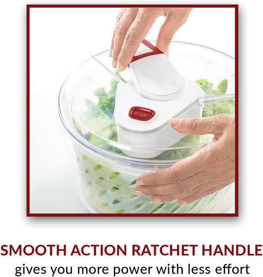 Valore Large Salad Spinner with Lid – Lettuce Washer and Vegetable Dryer – Fruit Cleaner & Serving Bowl – Easy Spin, Quick Brake, BPA-Free - PuriLite