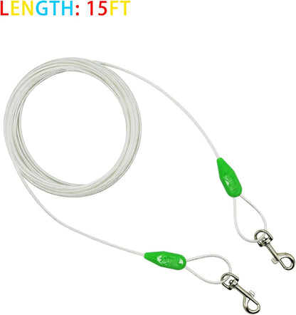 Petest 25ft Reflective Tie-Out Cable for Small Dogs Up to 35 Pounds