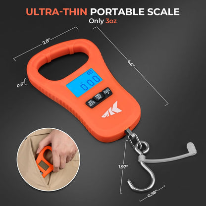 KastKing Fish Scale, LCD Display USB Charging Fishing Scale, Fishing Gifts for Men, Orange