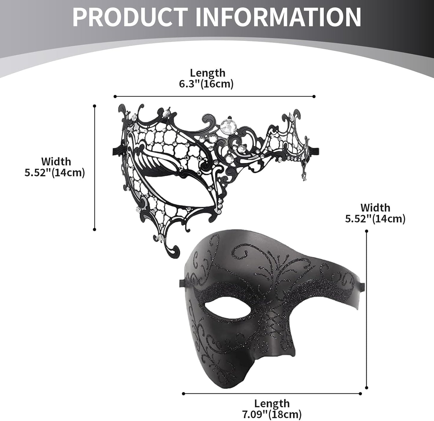 OIDEA Masquerade Mask Couples Set: Cosplay Venetian Party Mask One Eyed Half Face Mask Halloween Costume Mardi Gras Mask