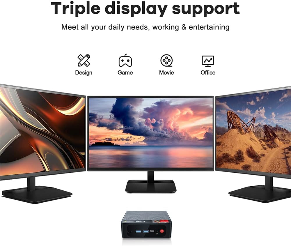 Beelink Mini PC SER5 MAX with AMD Ryzen 7 6800U, 32GB LPDDR5 1TB NVMe M.2 SSD, DP/HDMI/Type-c Triple Display Output,WiFi6,1000M LAN, BT5.2, W-11 Mini Computer