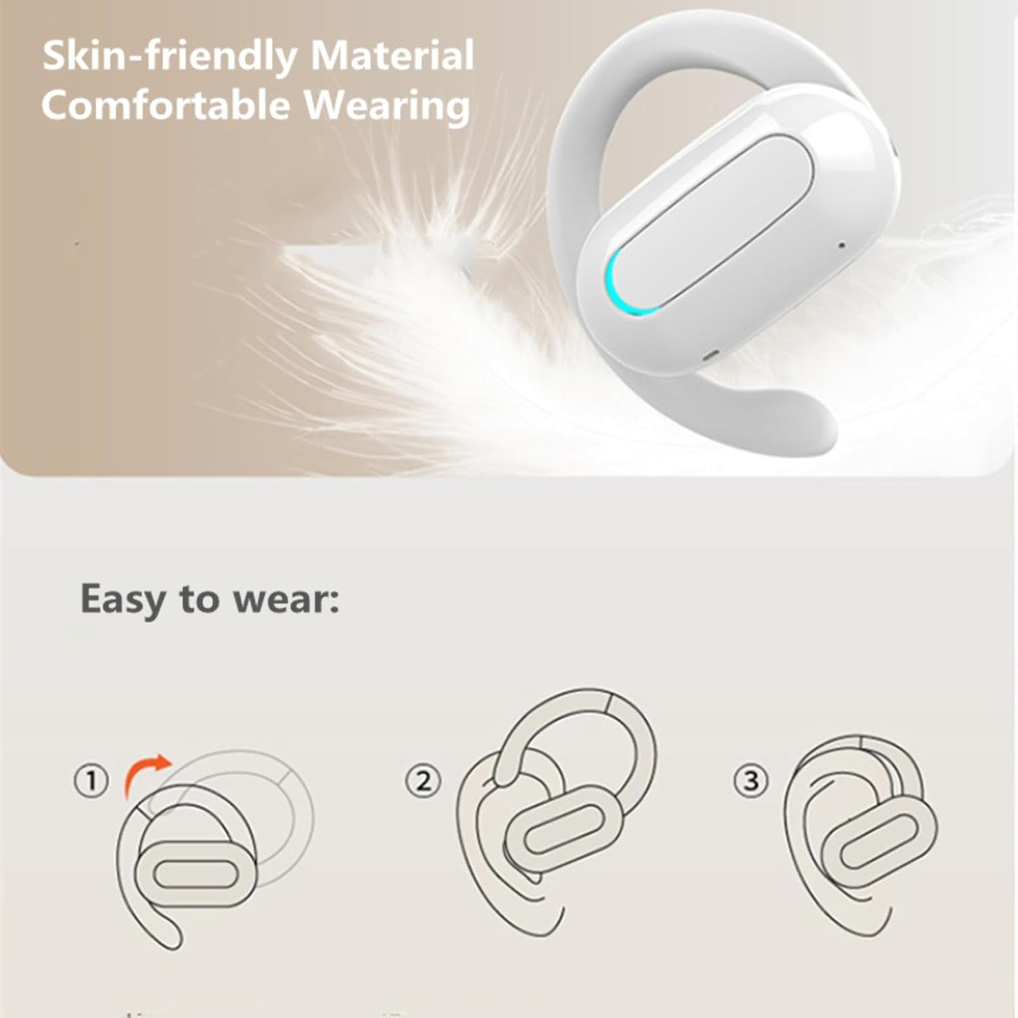 Open Ear Headphone,5.3 Bluetooth Headset for Cell Phones Wireless Earpiece Single Headset 15Hrs Talking with Noise Cancelling Mic Handsfree Earbud for iPhone Android Laptop Trucker Driver(Black)