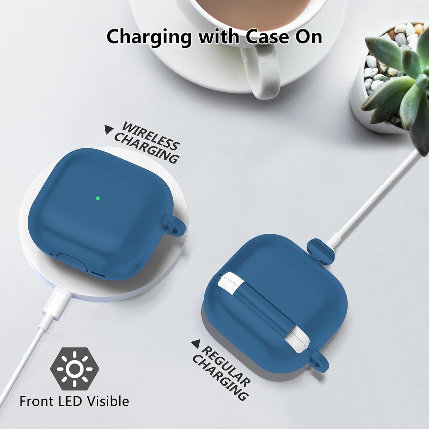Aircawin for Airpods 4 Case Cover,Shockproof Case for Airpods 4th Generation Case Cover 2024,Premium Silicon Case with Keychain and Cleaing Pen for Airpods 4 Gen, Wireless Earphone Accessories-Blue