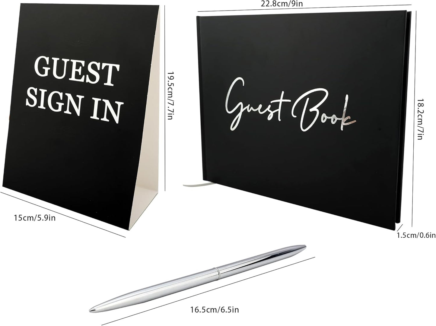 Black Guest Book for Funeral-7" x 9" Registry Sign In Book for Reception, Graduation Party, Birthday, Black Guestbook for Memorial Service with Gilded Silver Edges (100 pages) - PuriLite