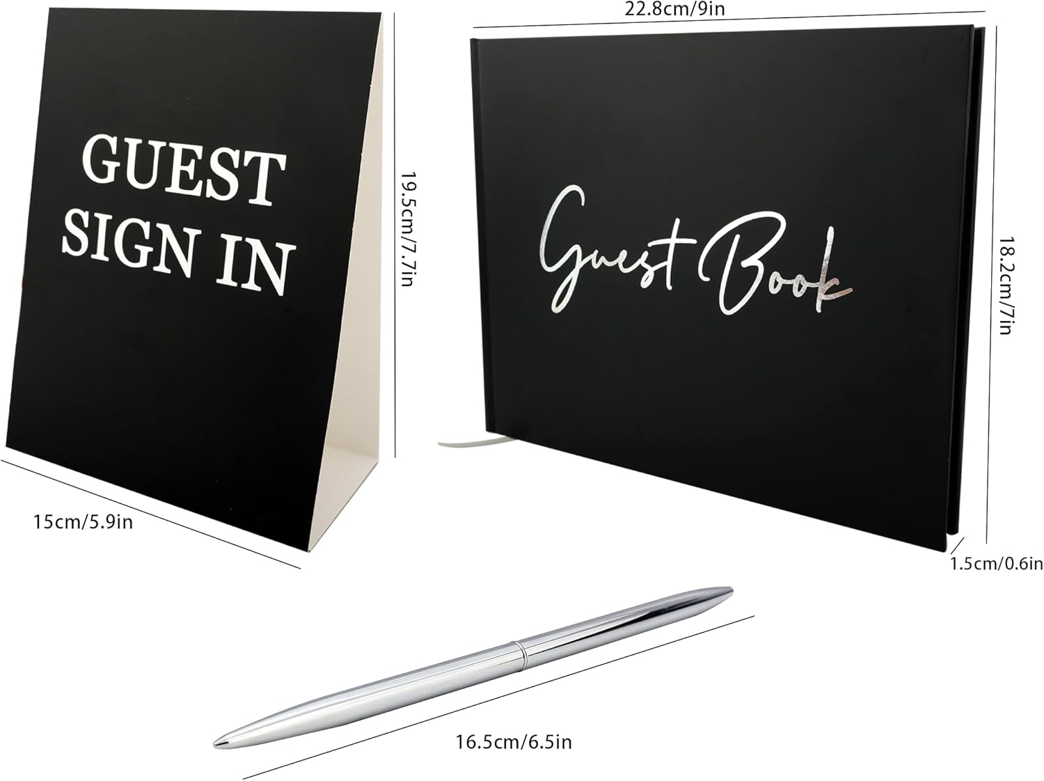 Black Guest Book for Funeral-7" x 9" Registry Sign In Book for Reception, Graduation Party, Birthday, Black Guestbook for Memorial Service with Gilded Silver Edges (100 pages) - PuriLite