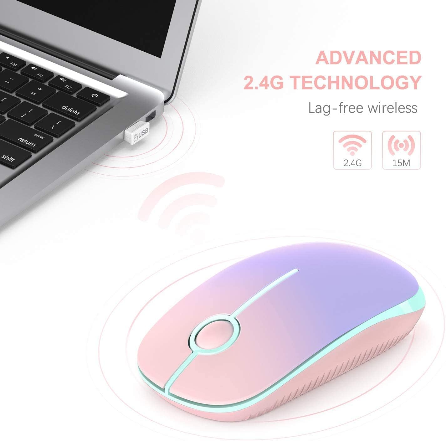 Wireless Mouse, Vssoplor 2.4G Slim Portable Computer Mice with Nano Receiver for Notebook, PC, Laptop, Computer (Sapphire Blue)