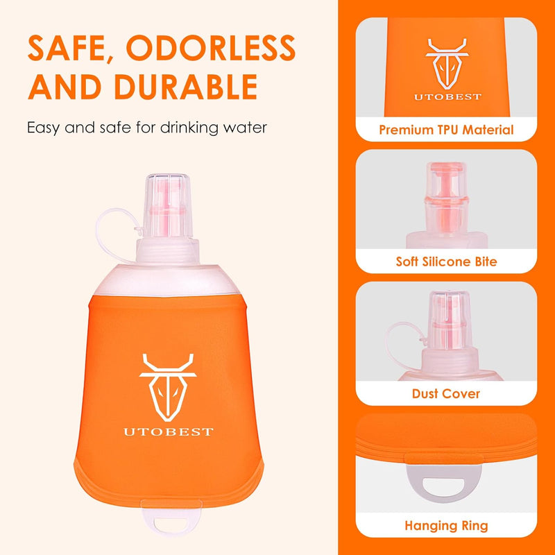 UTOBEST Soft Flask Running Water Bottle Collapsible Water Bottle for Trail Running Hydration Pack Hiking Cycling Climbing 150ML/250ML/350ML/450ML/500ML/550ML