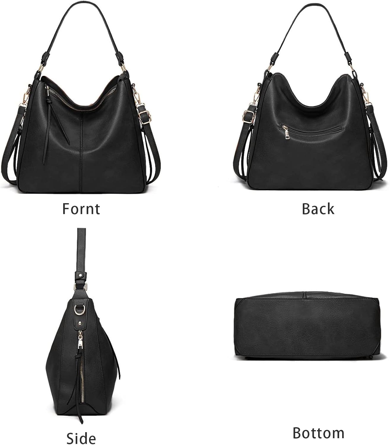 Hobo Bags for Women Handbags Purse Ladies Boho Shoulder Bag Crossbody Purses PU Leather Brown 2PCS