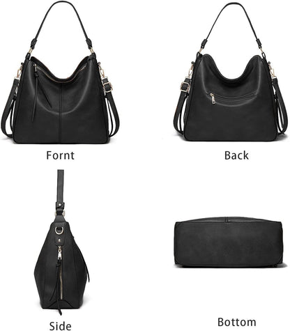 Hobo Bags for Women Handbags Purse Ladies Boho Shoulder Bag Crossbody Purses PU Leather Brown 2PCS