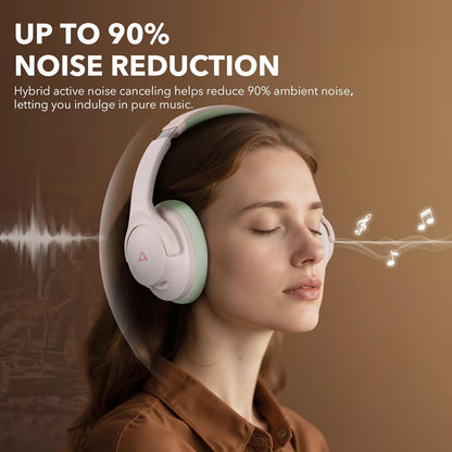 1Mii Y8+ Noise Cancelling Headphones Bluetooth, Wireless LDAC Hi-Res Audio, Custom EQ via App, 75H Playtime, Comfort Fit, Over Ear Headphones Foldable for Airplane Travel Home Office - Black