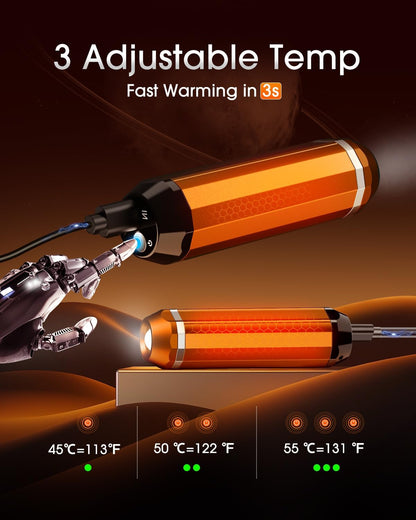 Veeool Rechargeable Hand Warmers 5000mAh (2 Pack) – Magnetic Electric Hand Warmer with Flashlight, 3 Heat Levels, Fast Heating Pocket Heater for Outdoor Camping, Hiking, Hunting, Golf, Football – Compact, Orange - PuriLite