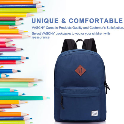 School Backpack for Kids, VASCHY Lightweight Water Resistant Casual Schoolbag Daypack for Men Women Teen Boys Girl Bookbag