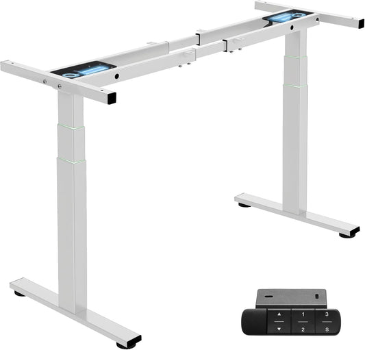 TOPSKY Dual Motor 3-Stage Standing Desk Frame, Electric Height Adjustable Sit Stand Desk Base, Heavy Duty 300 lb Capacity, Fits up to 80” Table Tops, White Frame Only