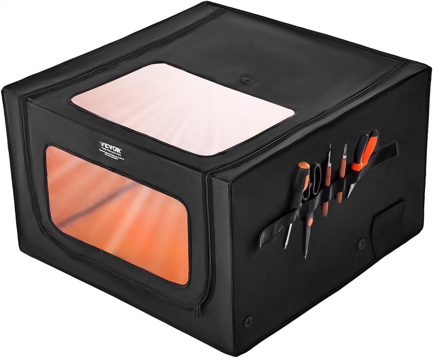 VEVOR Laser Engraver Enclosure, 31.5 x 31.5 x 19.6", Dual-Direction Viewing, Flame Retardant and Fireproof Protective Cover, with Exhaust Fan and Pipe, Insulates Smoke, Noise and Eye Protection