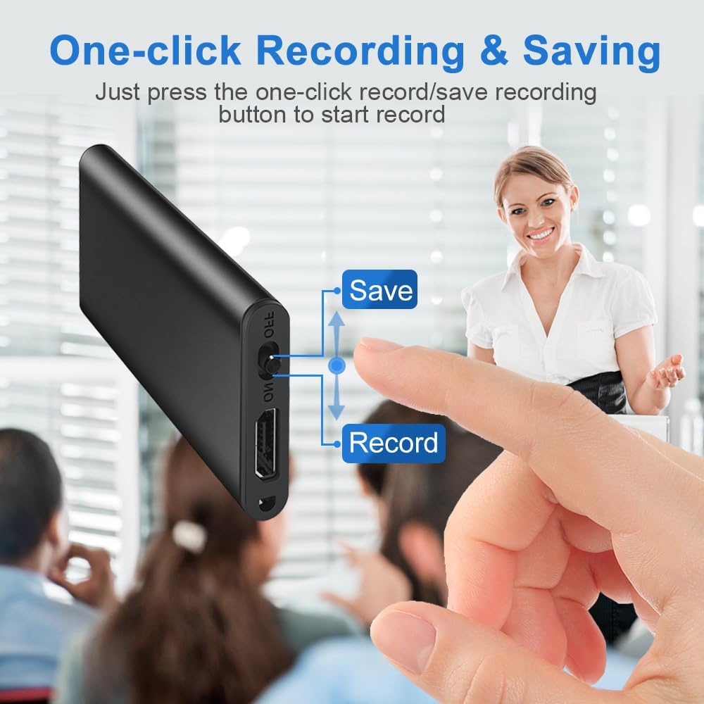 16GB Digital Voice Recorder with AI-Intelligent Triple Noise Reductio，Recorder with Playback for Meetings/Interviews/Classroom