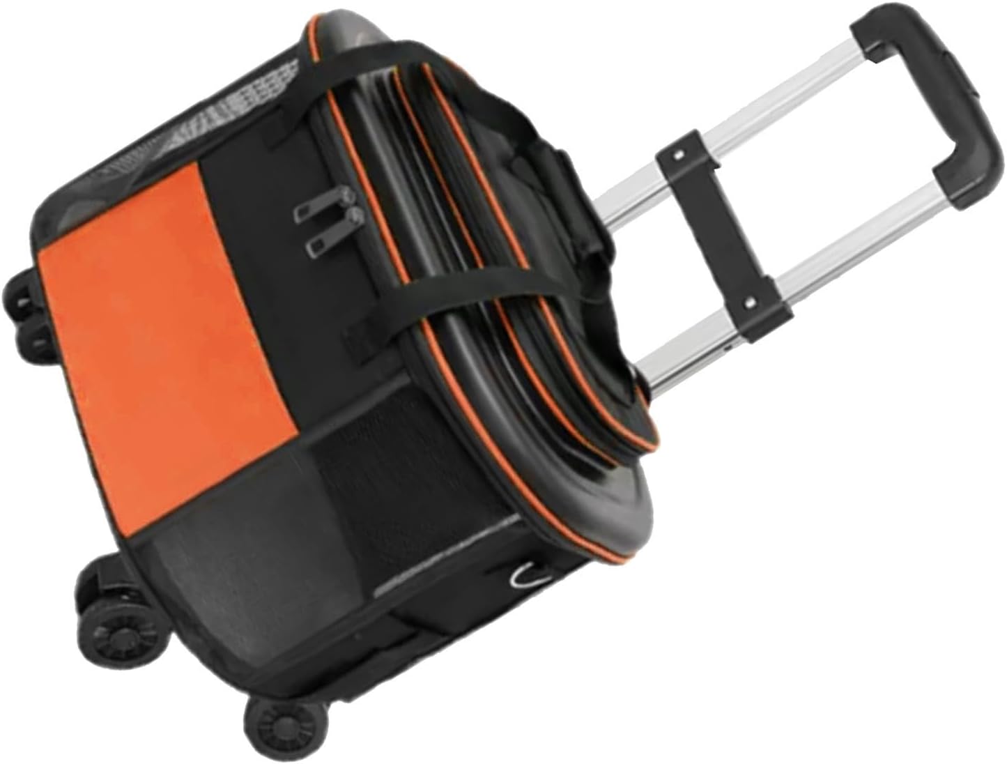 Cat Carrier with Wheels, Dog Travel Crate with Telescopic Handle, Portable Large Rolling Pet Carrier for Walking Hiking(Orange)