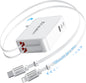 65W for MacBook Pro Charger,5-in-1 Retractable Wall Charger Plug for iPhone Retractable Wall Charger for iPhone,PD USB C&Lightening Cable&3 Ports,Fast Charging Block for Mac Book,iPad,Galaxy,Pixel
