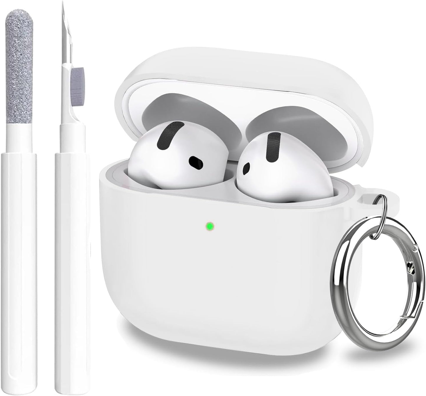 Aircawin for Airpods 4 Case Cover,Shockproof Case for Airpods 4th Generation Case Cover 2024,Premium Silicon Case with Keychain and Cleaing Pen for Airpods 4 Gen, Wireless Earphone Accessories-Blue