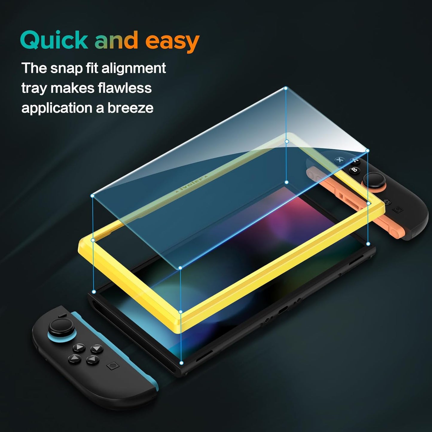 ivoler 4-Pack Screen Protector Tempered Glass for Nintendo Switch 2 Model 2025 with [Alignment Frame] Accessories Transparent HD Clear Anti-Scratch Screen Protector for Nintendo Switch 2, 7.9-Inch