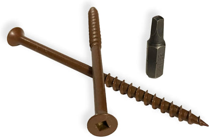 #8 x 3" Deck Screws | Square Drive | Bugle Head | Brown Ruspert | 100pcs Box