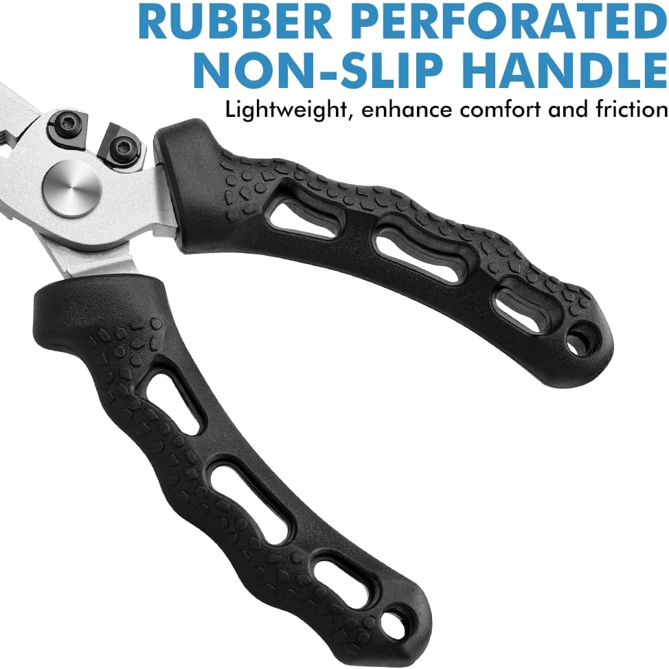 TRUSCEND Lockable Handy Fishing Pliers with Innovative Ergonomic Handle, Saltwater Corrosion Resistant Teflon Coated Fishing Tool, Multi-Function Fishing Gear with Mo-V Cutter, Amazing Fishing Gift