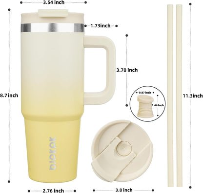 BJPKPK Tumbler with Handle and Straw 30oz Insulated Tumbler Cups with Lid Stainless Steel Travel Coffee Mug,Indigo Black