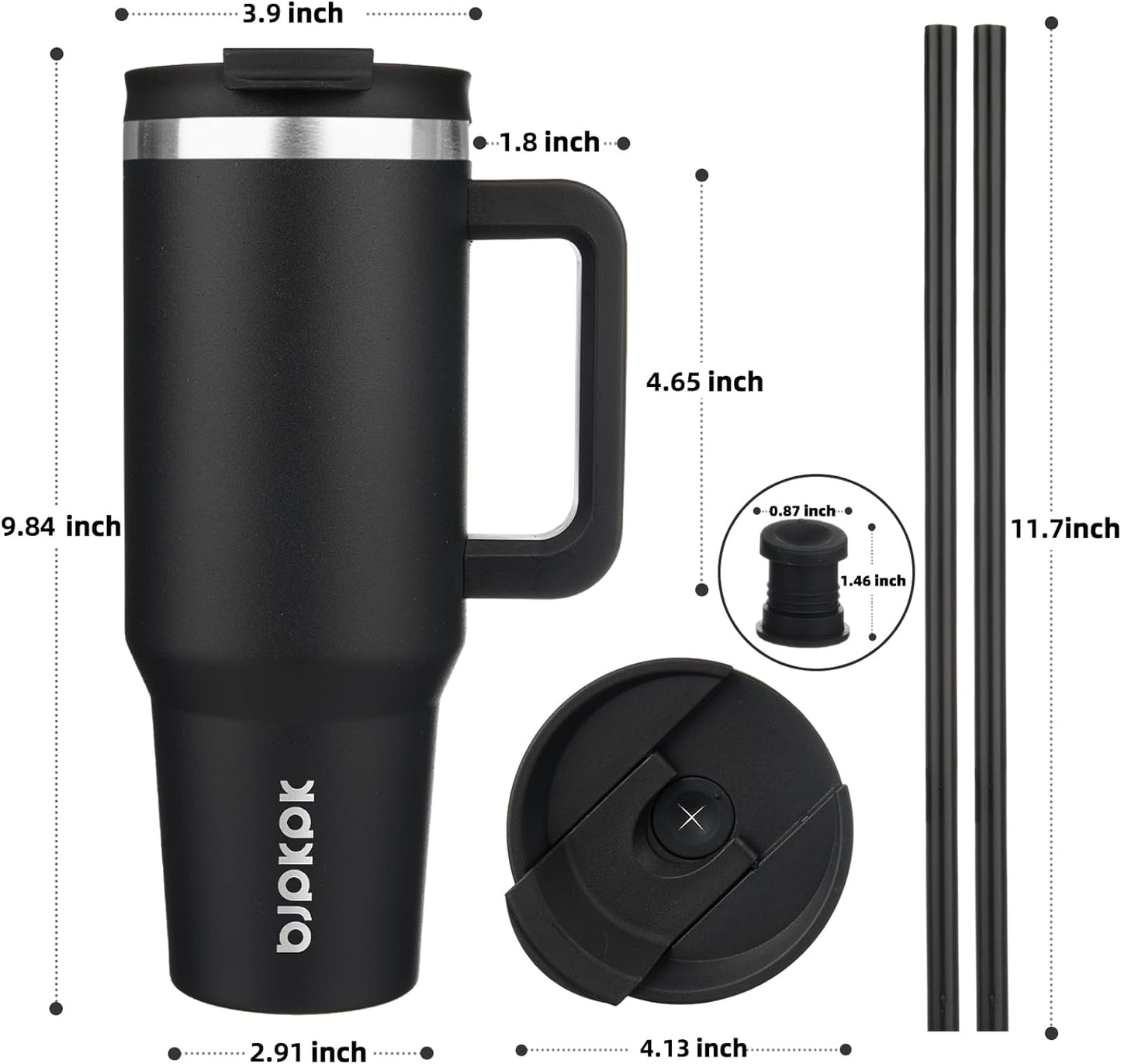 BJPKPK Tumbler with Handle and Straw 30oz Insulated Tumbler Cups with Lid Stainless Steel Travel Coffee Mug,Indigo Black