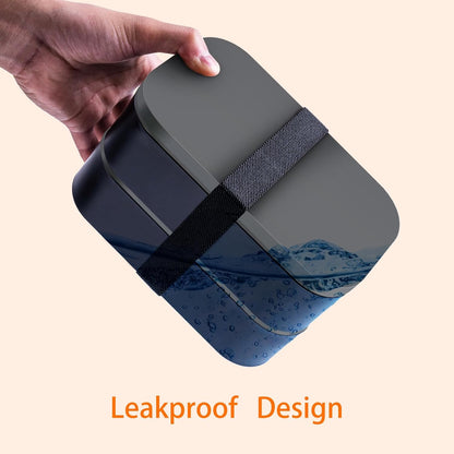 Bento Box Adult Lunch Box with Lunch Bag,Japanese Lunch Box Containers for Adult,Bento Lunch Box with Leakproof 54OZ Black (Black)