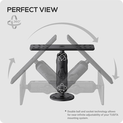 TUSITA Universal Marine Electronic Mount - B Size Medium, Aluminum Fish Finder Mount with 1" Ball for Boat, 360° Rotation, High Salt Water Resistant, Compatible with Garmin, Lowrance and More