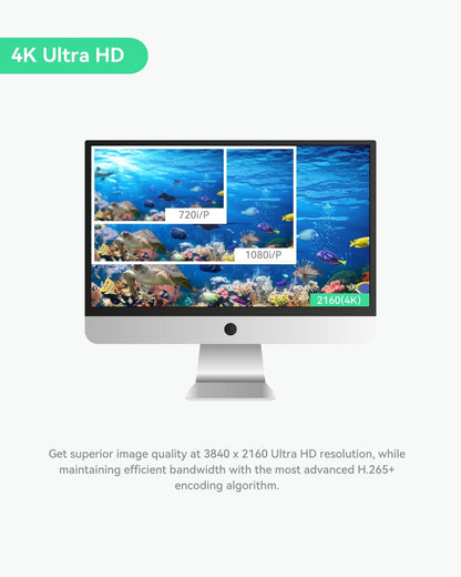 LINOVISION 4K Ultra HD Underwater Camera with Anti-Corrosion Coating, POE Network Camera with Intuitive Web GUI and Mobile APP, for Aquaculture Farms, Aquariums, Dams(10 Meters Cable)