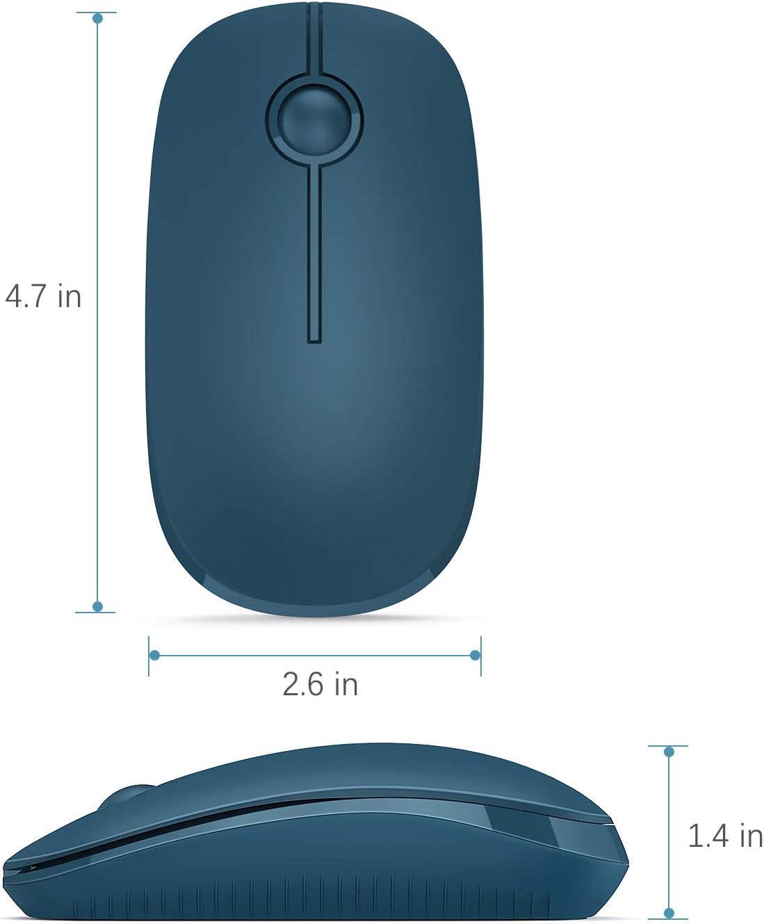 Wireless Mouse, Vssoplor 2.4G Slim Portable Computer Mice with Nano Receiver for Notebook, PC, Laptop, Computer (Sapphire Blue)