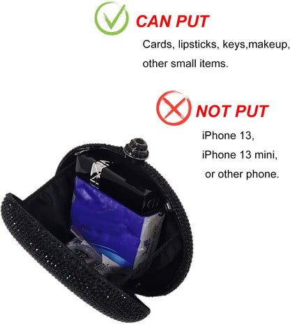 HUANG ZHUANG Egg Shape Crystal Clutch Purse Rhinestone Evening Bag for Women Party Wedding Cute Handbag