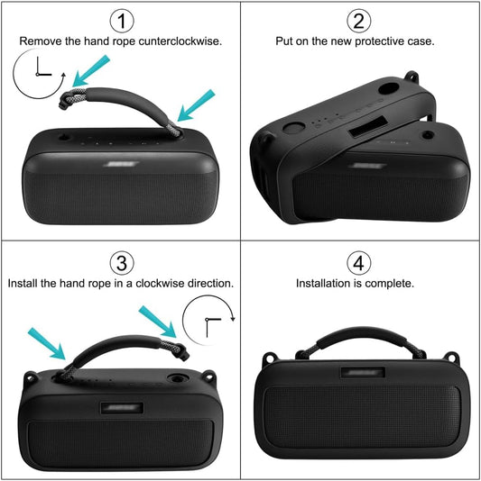 Carrying Silicone Cover Case Compatible with New Bose SoundLink Max Portable Speaker (Black) - PuriLite
