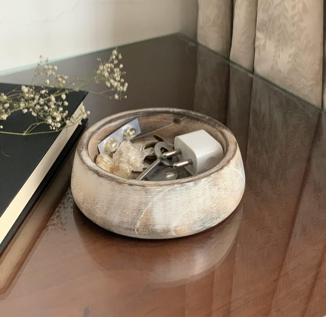 Handmade 6" Wooden Snack Bowl | Decorative Candy Dish | Key Bowl | Tableware Accent | Home Decor for Living Room & Kitchen - PuriLite