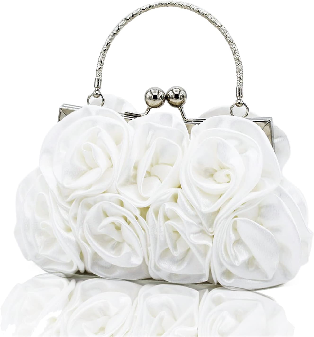 JAMBHALA Women Evening Clutch Bag Floral Satin Purses with Detachable Strap for Wedding, Party, Prom