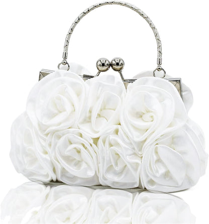 JAMBHALA Women Evening Clutch Bag Floral Satin Purses with Detachable Strap for Wedding, Party, Prom