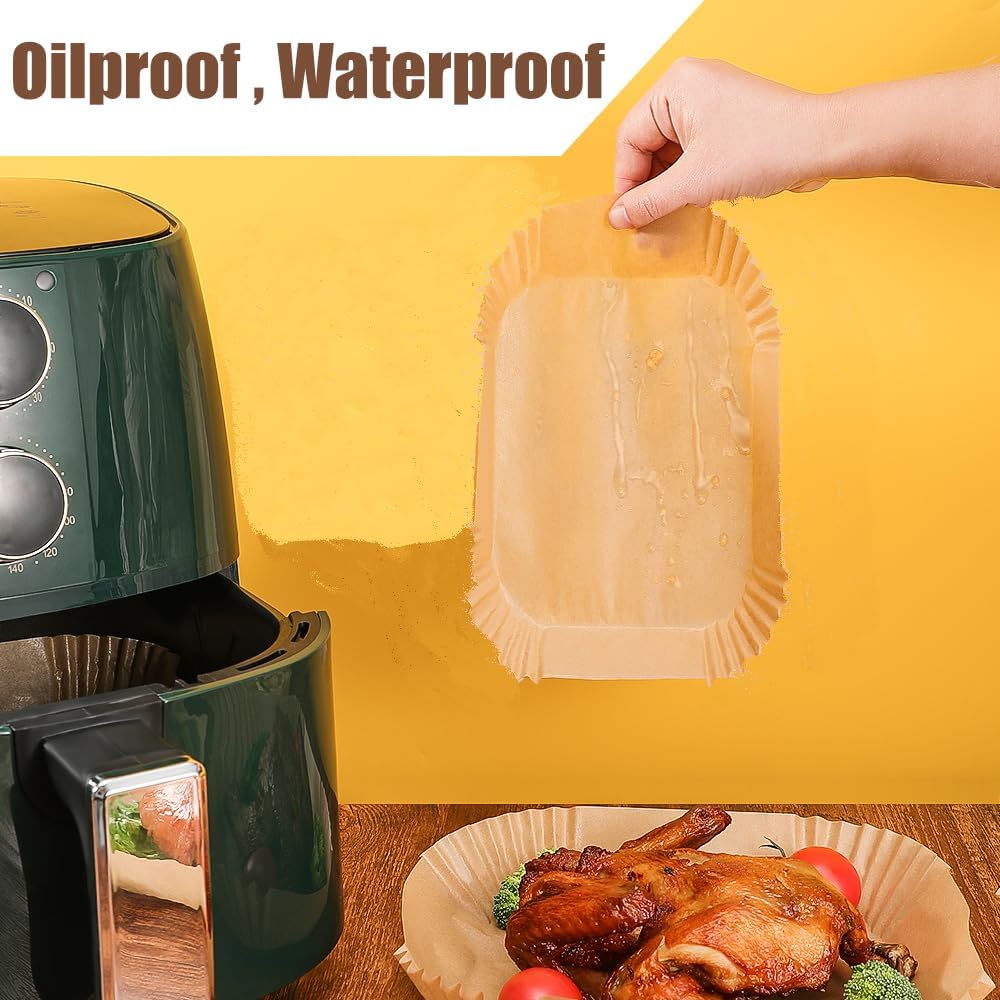 7.5 Inch Air Fryer Parchment Paper Liners Square,150 Pcs Non-Stick &Oil-Proof Air Fryer Liners Disposable for 2-5 QT Frying,Baking,Roast