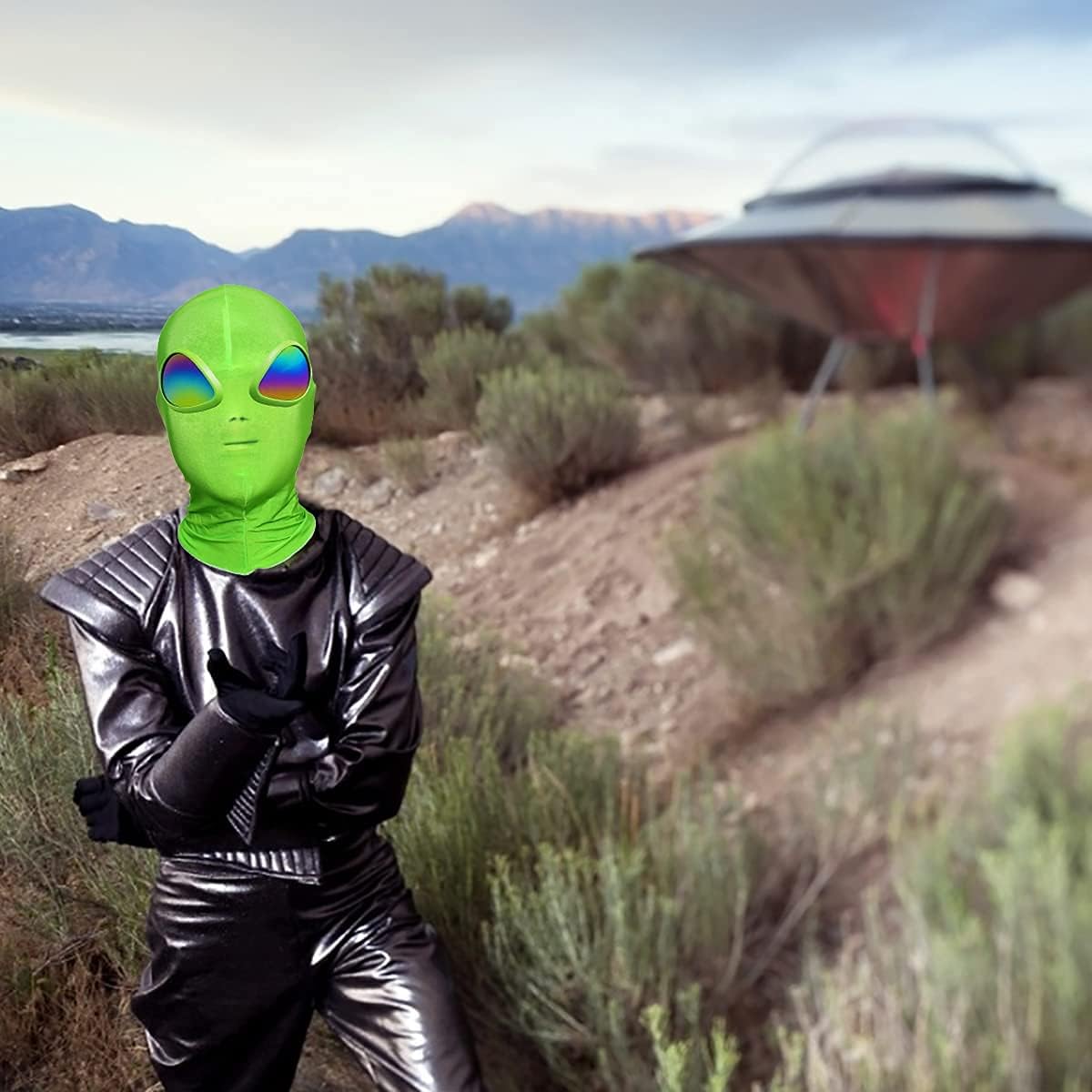 Stegosaurus Alien Mask Halloween Mask Cosplay ET Costume Halloween Party for Adult and Children，New Upgrade