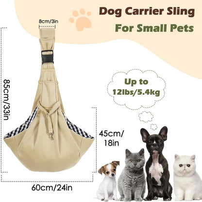 Pawaboo Small Dog Sling Carrier, Reversible Hands Free Dog Sling Carrier for Small Dogs and Cats, Puppy Sling Carrier with Adjustable Strap Buckle & Safety Harness, Puppy Essentials, Grey