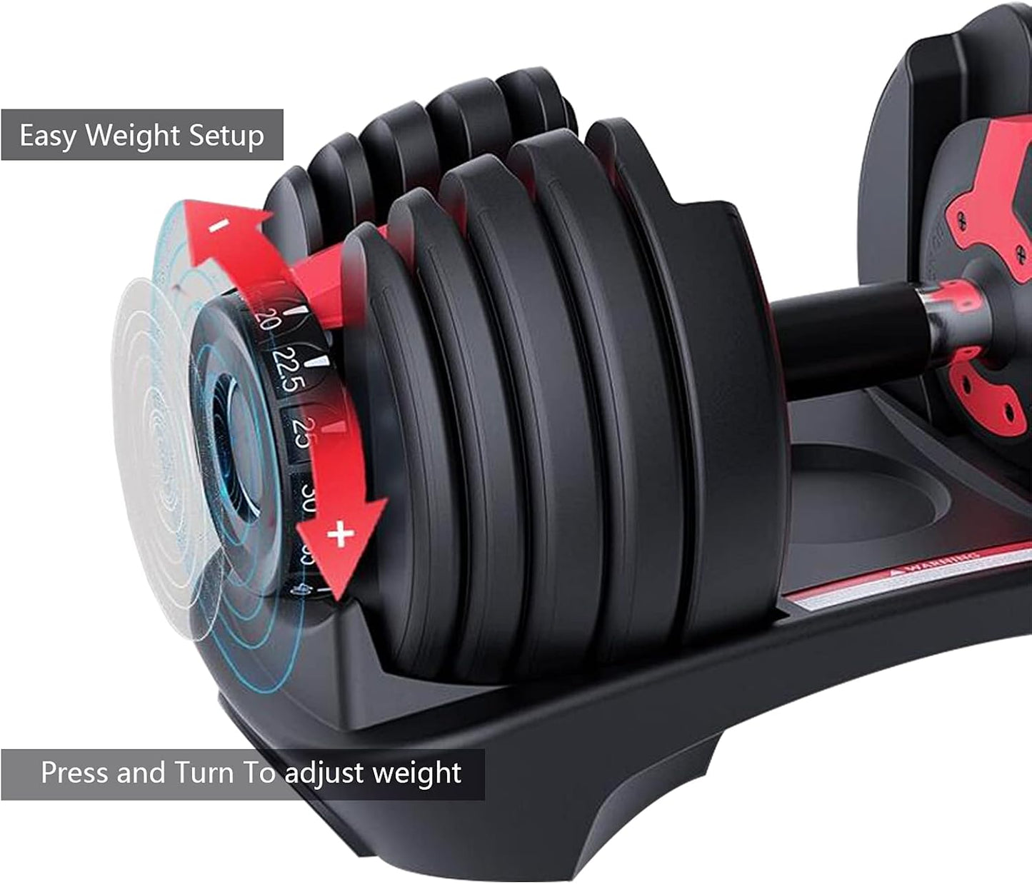 HAKENO 15 in 1 Adjustable Dumbbell 52.5lb with Fast Automatic Adjustable and Weight Plate for Body Workout Home Gym 52.5LB/24KG