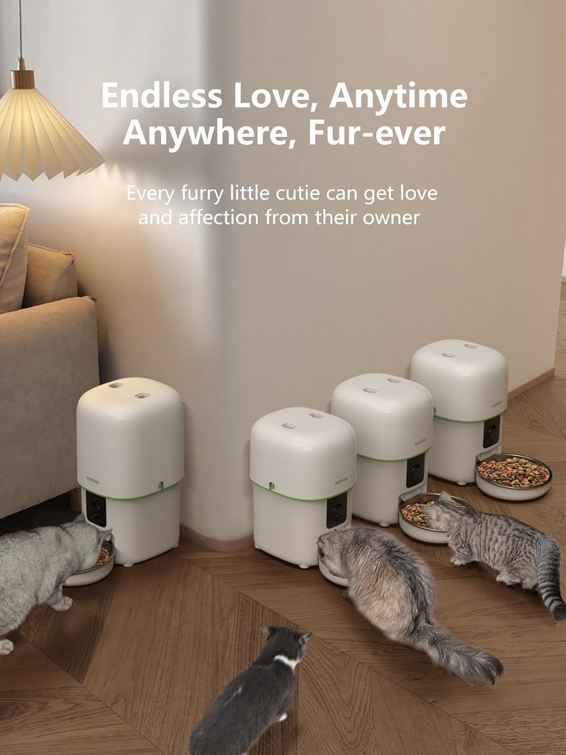 Yuposl Automatic Cat Feeder with Camera, 5G WiFi Cat Food Dispenser App Control 1080 HD Video with Night Vision, 4L Automatic Dog Feeder, Desiccant to Keep Dry Food Fresh, White