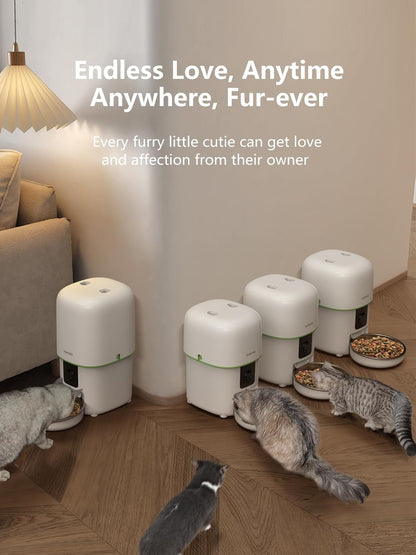 Yuposl Automatic Cat Feeder with Camera, 5G WiFi Cat Food Dispenser App Control 1080 HD Video with Night Vision, 4L Automatic Dog Feeder, Desiccant to Keep Dry Food Fresh, White