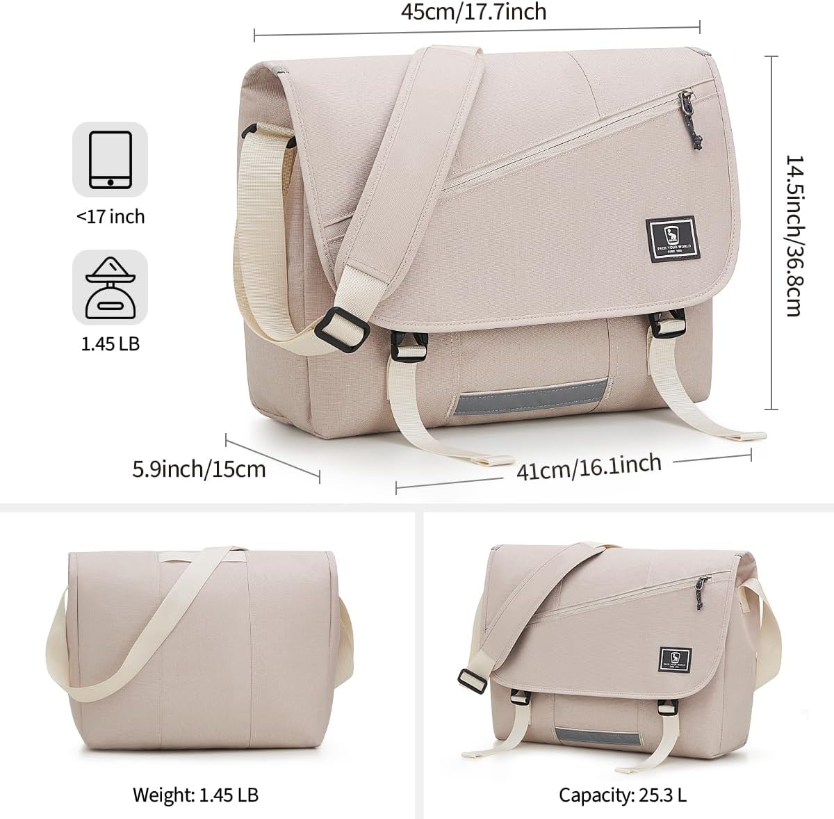 OIWAS Messenger Bag - Messenger Bag Men, Satchel Bags for Women, Lightweight Computer Bag, School Book Bag - PuriLite