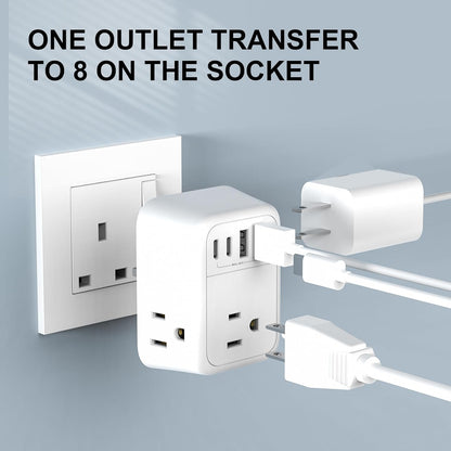 2 Pack European Travel Plug Adapter, VYLEE International Travel Adapter with 2 Outlets 4 USB Ports(2 USB C), 6 in 1 Type C Travel Essentials Charger for US to Most of Europe EU Italy Spain France