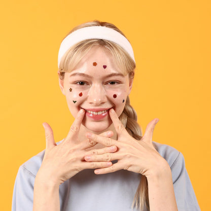 Acne Pimple Patches for Face 54 Count with Mirror Case for Day & Night Use - Hydrocolloid Pimple Pads, Emoji-Themed Blemish Dots, Clear Skin Treatment (Shape.)