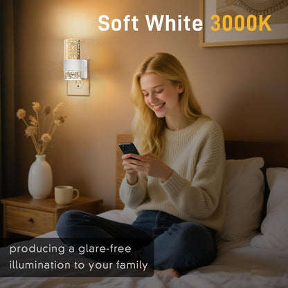 Night Light Plug into Wall - 2 Pack LED Nightlight with Dusk to Dawn Sensor 0-100LM Brightness Dimmable Lights for Bedroom Bathroom Hallway (Soft White 3000K)