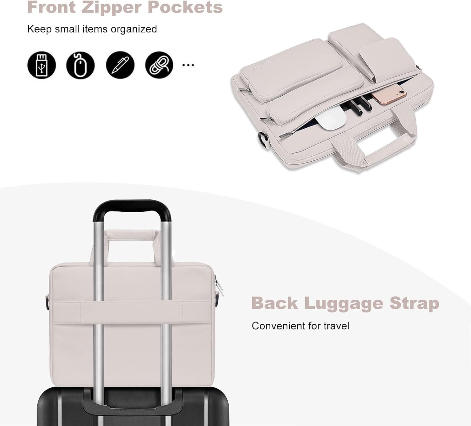 MOSISO Laptop Bag 16 inch, 15-15.6 inch Computer Shoulder Bag Compatible with MacBook Air 15 M4 M3 M2/Pro 16 M4 M3 M2 M1, Notebook &2 Raised&1 Flapover&1 Horizontal Pocket&Handle&Belt, Pink - PuriLite