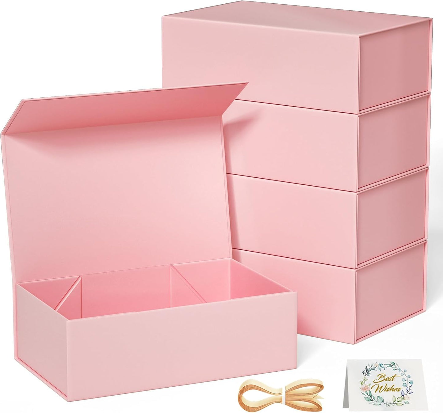 Black Gift Box, 9.5x6x3 Inch Gift boxes for Presents with Lids Magnetic Closure Rectangle Collapsible for Groomsman Proposal Box, Wedding, Christmas, Halloween, Birthday Gifts Packging
