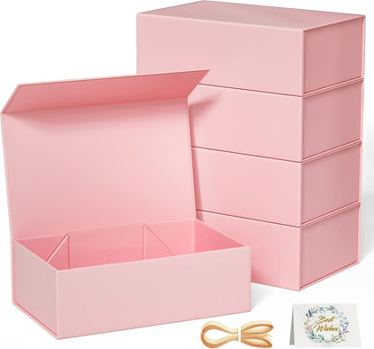 Black Gift Box, 9.5x6x3 Inch Gift boxes for Presents with Lids Magnetic Closure Rectangle Collapsible for Groomsman Proposal Box, Wedding, Christmas, Halloween, Birthday Gifts Packging